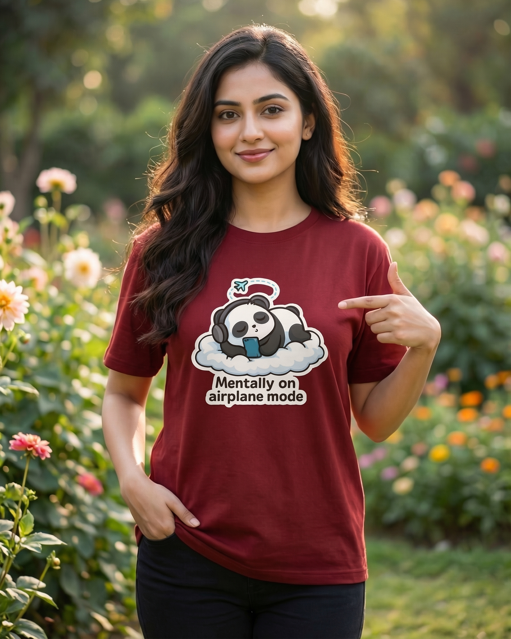 Airplane Mode Panda Unisex T Shirt